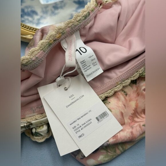 🆕 ZIMMERMANN KIDS 🧿 NWT Waverly Trim Bandeau 1PC, Pink Floral - Sz 10 Y - Picture 12 of 12